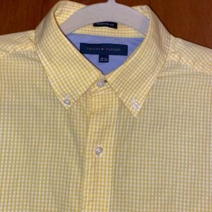 Tommy Hilfiger Regular Fit Button Down Cotton Shirt-Yellow/White-15-1/2, 34/35
